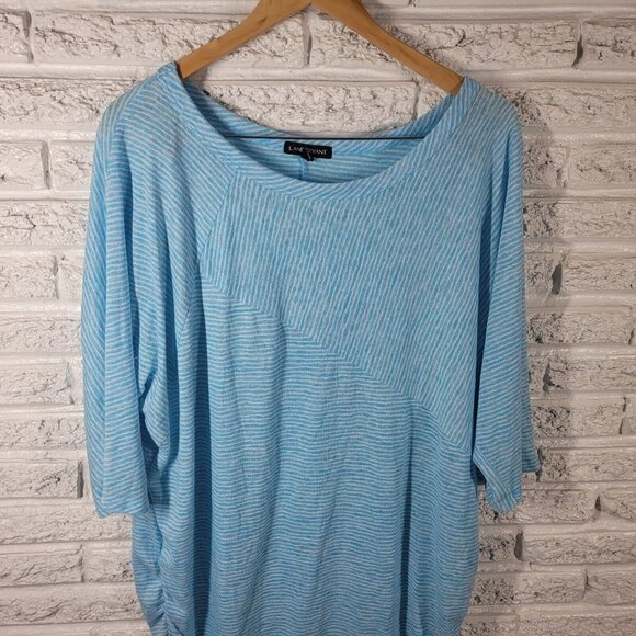Lane Bryant Womens Top 22 24 Plus Tee Blue White Stripe Lightweight STR187E - Picture 2 of 8